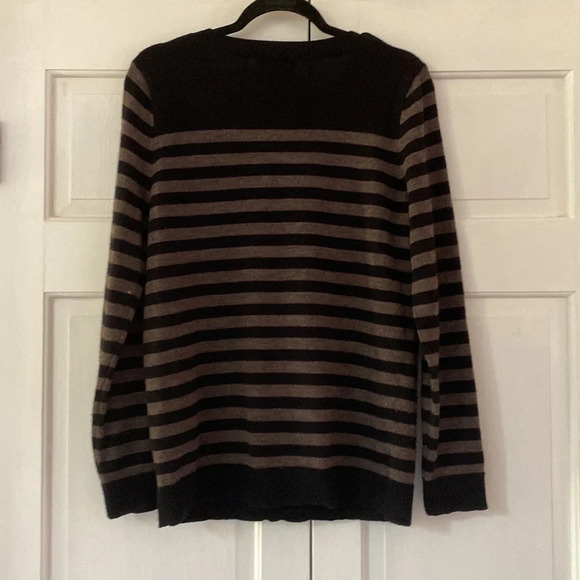 Fenn Wright Manson Merino Wool Striped Sweater Black Brown Neutral Work Basics - Picture 5 of 8